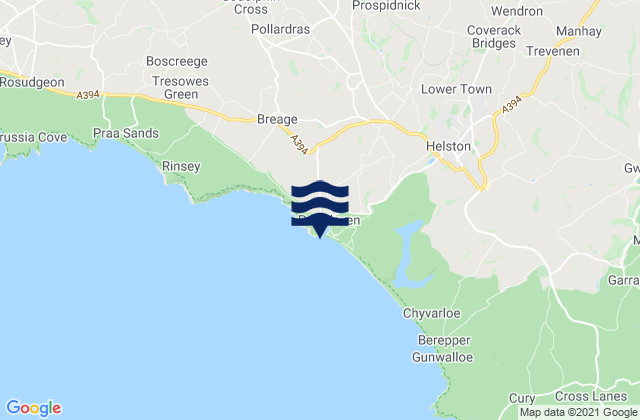 Mapa da tábua de marés em Porthleven, United Kingdom