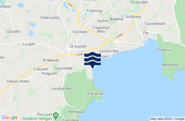 Mapa da tábua de marés em Porthpean Beach, United Kingdom