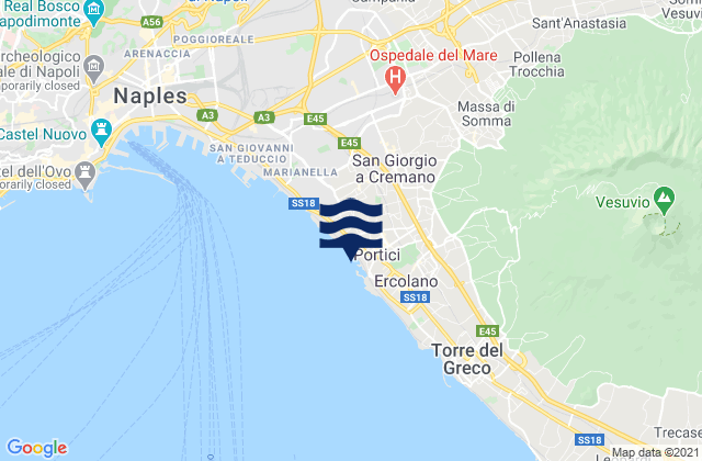 Mapa da tábua de marés em Portici, Italy