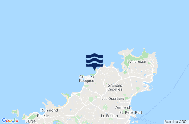 Mapa da tábua de marés em Portinfer Beach, France