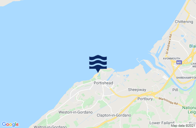Mapa da tábua de marés em Portishead Beach, United Kingdom