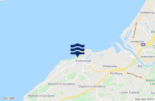 Mapa da tábua de marés em Portishead, United Kingdom