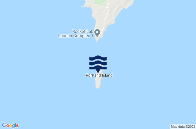 Mapa da tábua de marés em Portland Island, New Zealand