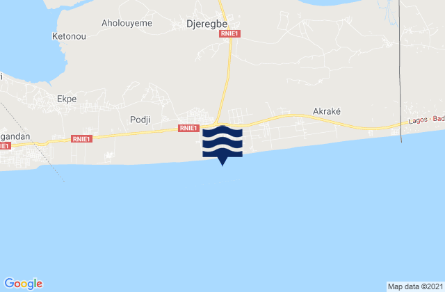 Mapa da tábua de marés em Porto-Novo, Benin