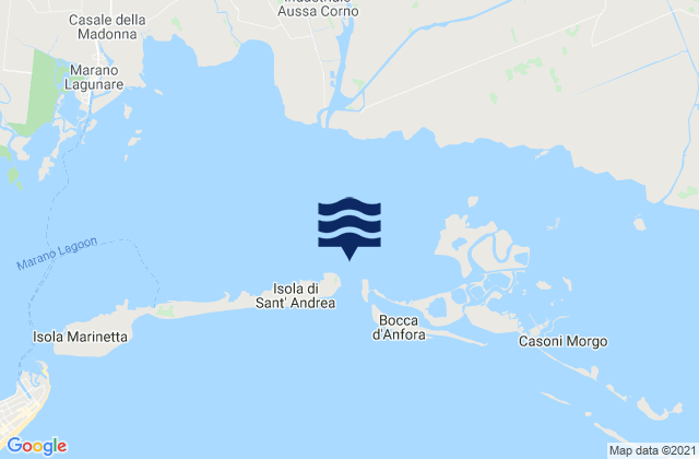 Mapa da tábua de marés em Porto Buso, Italy