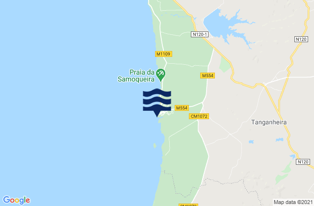 Mapa da tábua de marés em Porto Covo, Portugal