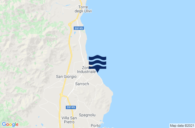 Mapa da tábua de marés em Porto Foxi, Italy