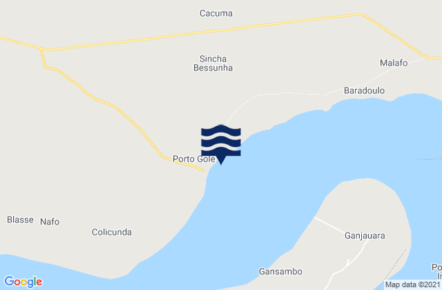 Mapa da tábua de marés em Porto Gole, Guinea-Bissau