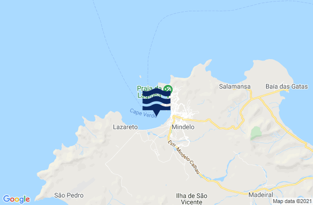Mapa da tábua de marés em Porto Grande Sao Vincente Island, Cabo Verde