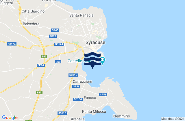 Mapa da tábua de marés em Porto Grande, Italy