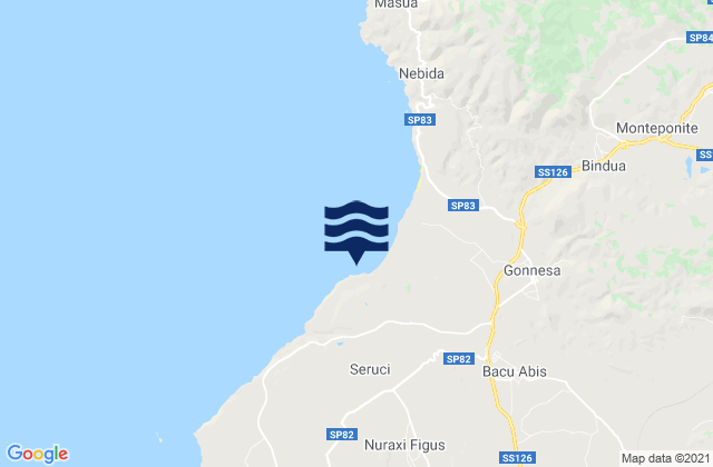 Mapa da tábua de marés em Porto Paglia, Italy
