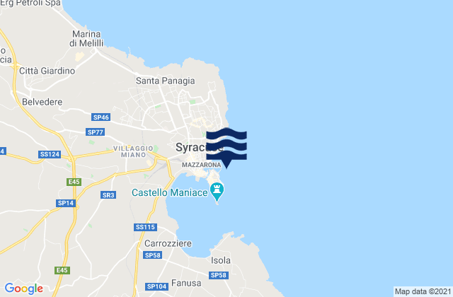 Mapa da tábua de marés em Porto Piccolo, Italy