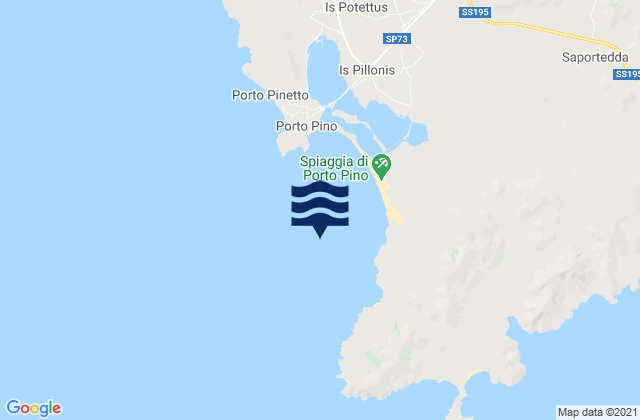 Mapa da tábua de marés em Porto Pino, Italy