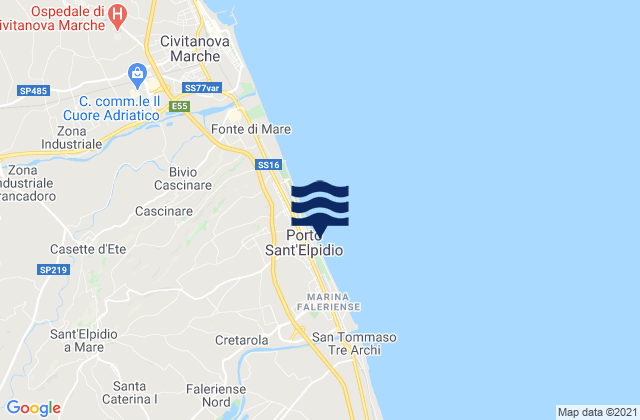 Mapa da tábua de marés em Porto Sant'Elpidio, Italy