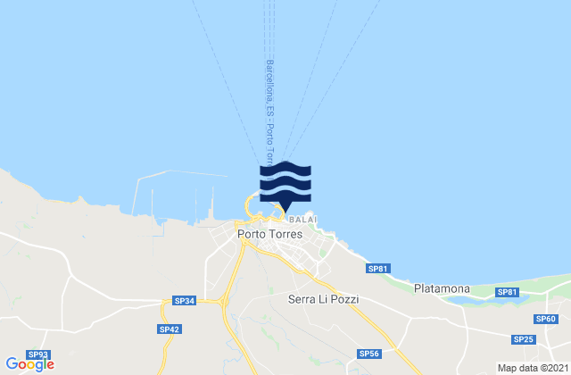 Mapa da tábua de marés em Porto Torres, Italy