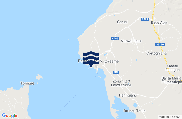 Mapa da tábua de marés em Porto Vesme, Italy