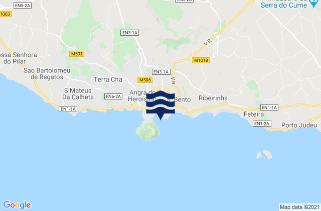Mapa da tábua de marés em Porto de Angra Ilha Terceira, Portugal