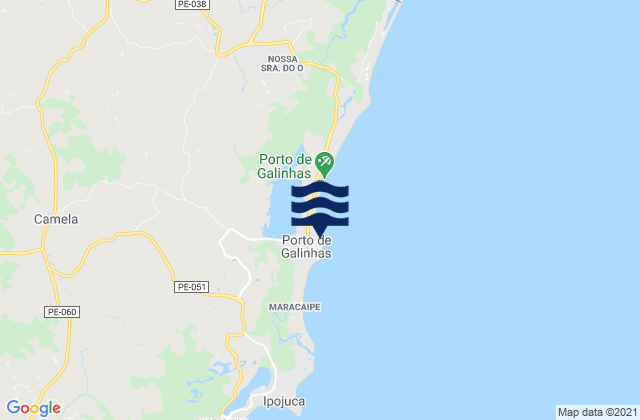 Mapa da tábua de marés em Porto de Galinhas, Brazil