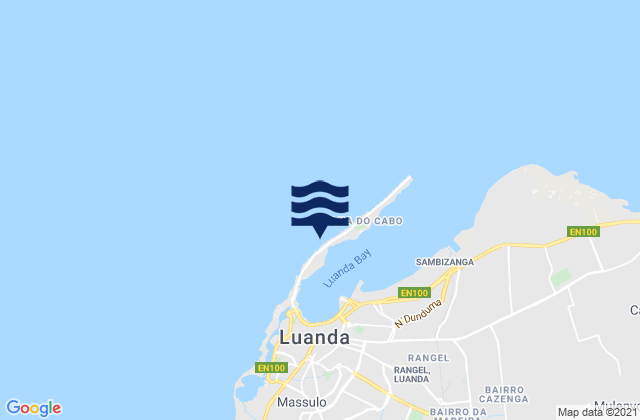 Mapa da tábua de marés em Porto de Luanda, Angola