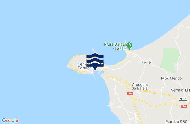 Mapa da tábua de marés em Porto de Pesca, Portugal