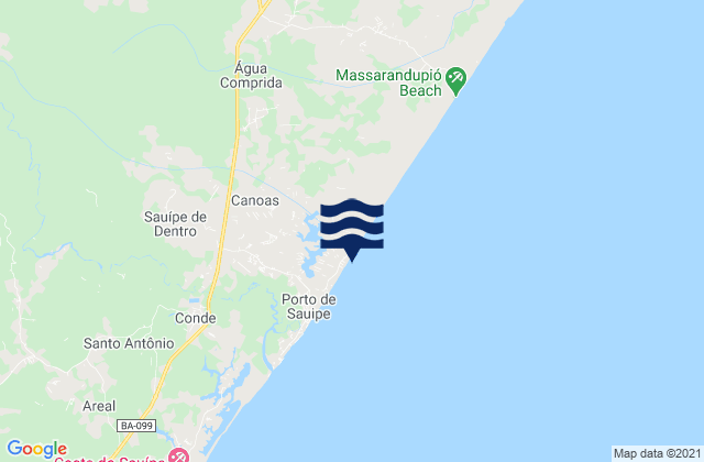 Mapa da tábua de marés em Porto de Sauipe, Brazil