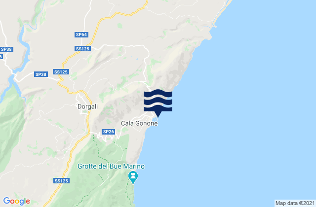 Mapa da tábua de marés em Porto di Cala Gonone, Italy