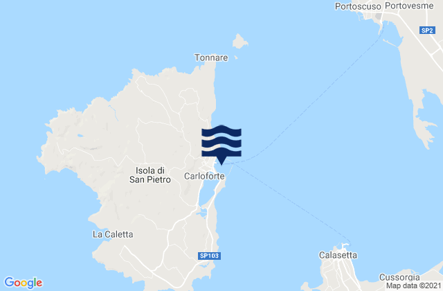 Mapa da tábua de marés em Porto di Carloforte, Italy