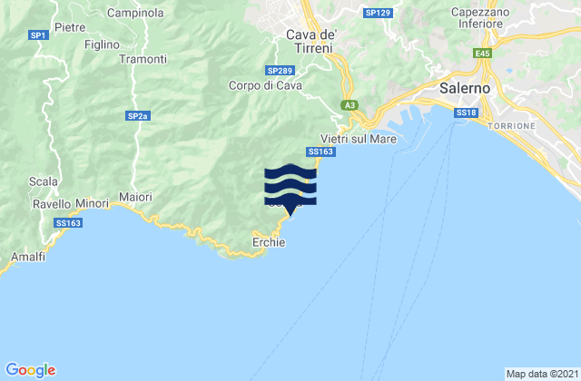 Mapa da tábua de marés em Porto di Cetara, Italy
