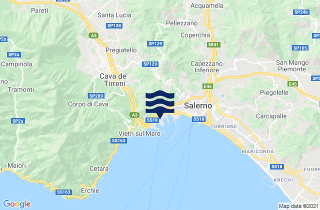 Mapa da tábua de marés em Porto di Salerno, Italy
