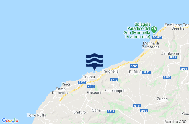 Mapa da tábua de marés em Porto di Tropea, Italy