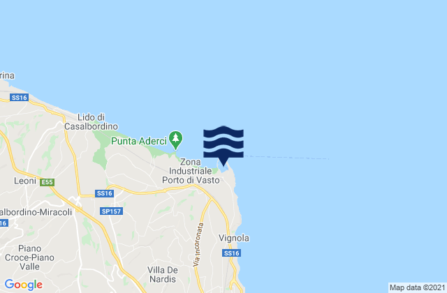 Mapa da tábua de marés em Porto di Vasto, Italy