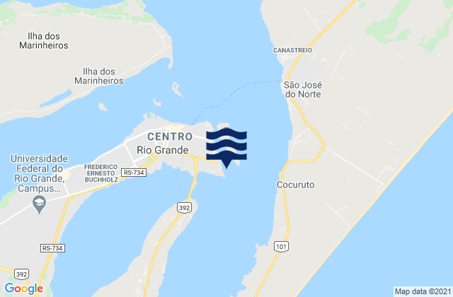 Mapa da tábua de marés em Porto do Rio Grande, Brazil