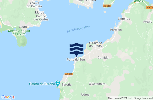 Mapa da tábua de marés em Porto do Son, Spain