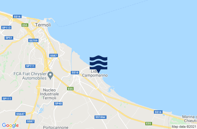 Mapa da tábua de marés em Portocannone, Italy