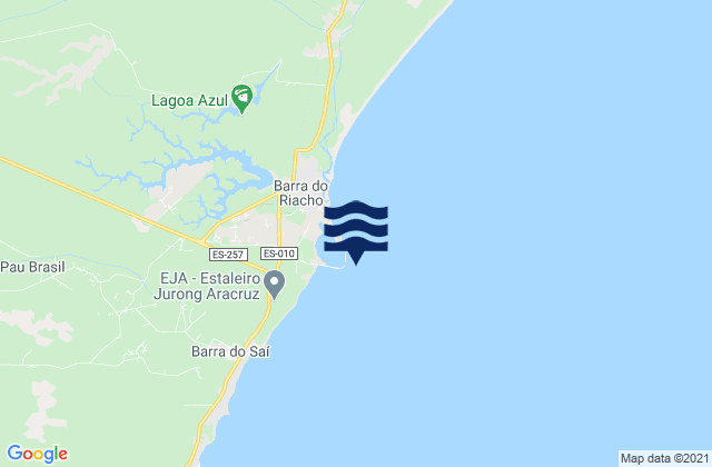 Mapa da tábua de marés em Portocel, Brazil