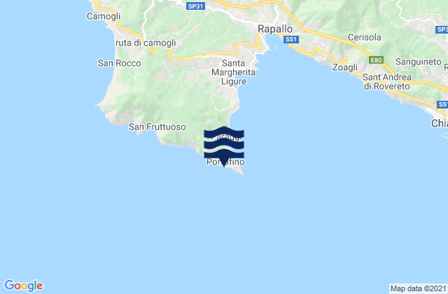 Mapa da tábua de marés em Portofino, Italy