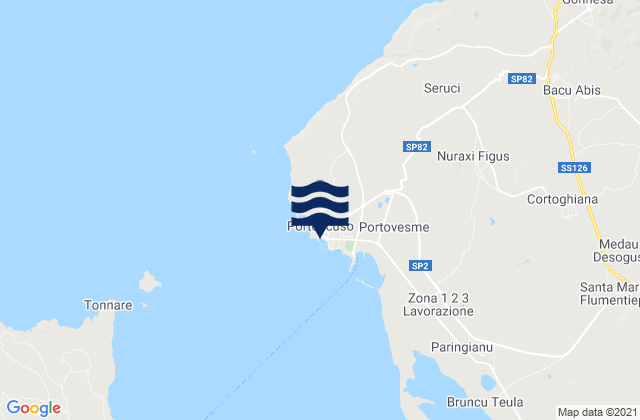 Mapa da tábua de marés em Portoscuso, Italy