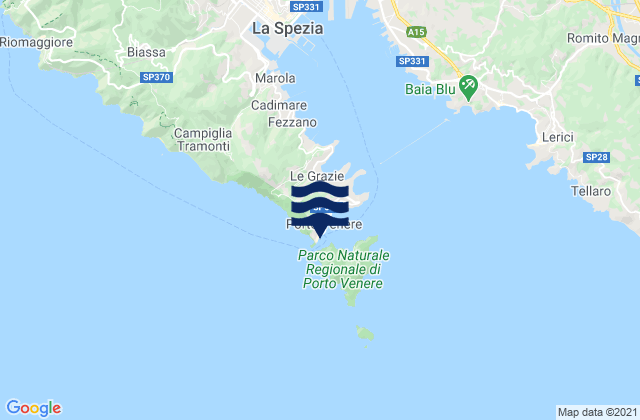 Mapa da tábua de marés em Portovenere, Italy