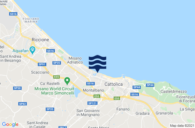 Mapa da tábua de marés em Portoverde Beach, Italy