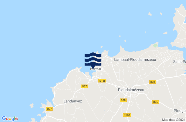 Mapa da tábua de marés em Portsall, France