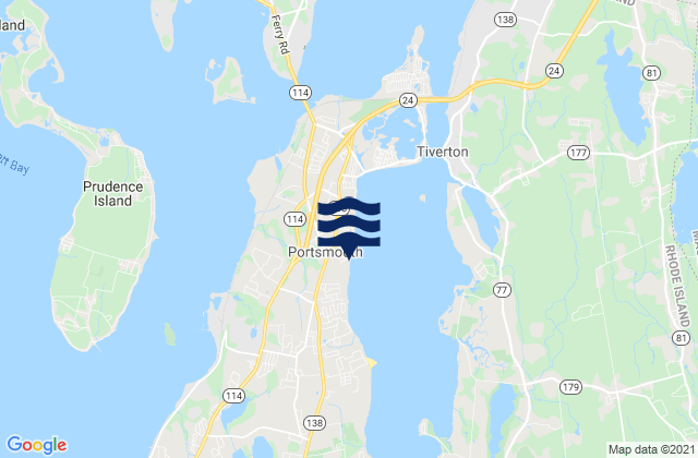 Mapa da tábua de marés em Portsmouth, United States