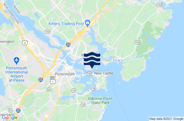Mapa da tábua de marés em Portsmouth, United States