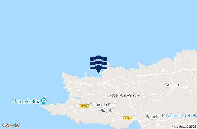 Mapa da tábua de marés em Porz Theolen, France