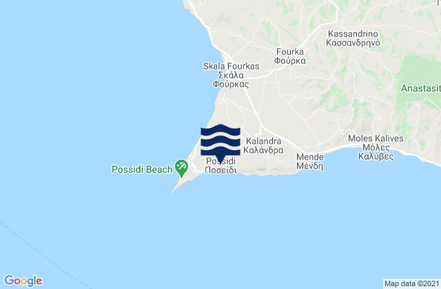 Mapa da tábua de marés em Poseidi, Greece