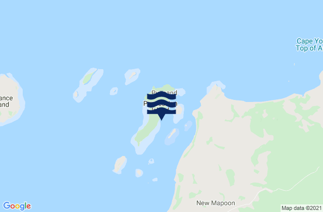Mapa da tábua de marés em Possession Island, Australia