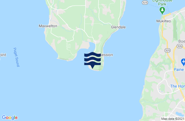 Mapa da tábua de marés em Possession Point, United States