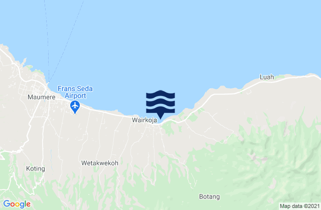 Mapa da tábua de marés em Potet, Indonesia