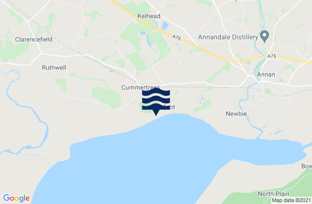 Mapa da tábua de marés em Powfoot Beach, United Kingdom