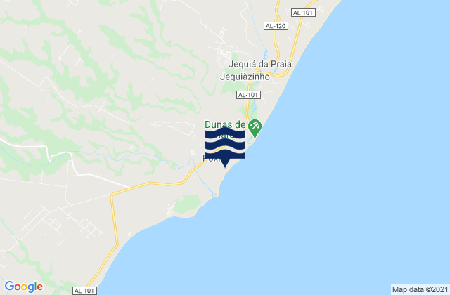 Mapa da tábua de marés em Poxim, Brazil