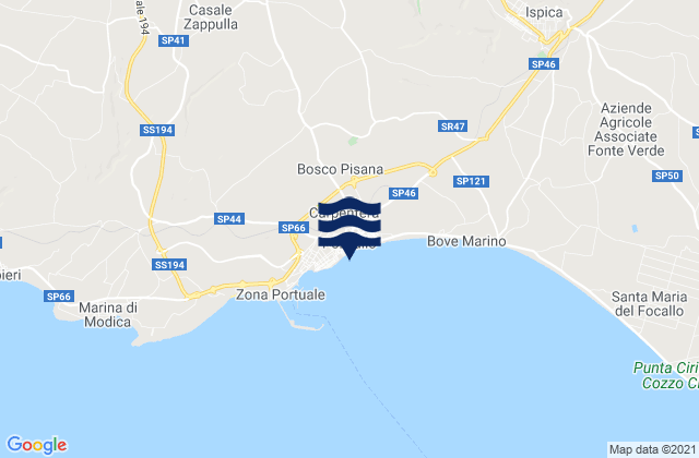 Mapa da tábua de marés em Pozzallo, Italy